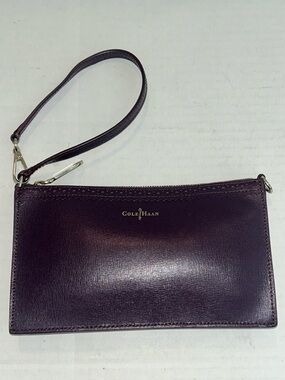 Cole Haan Go Anywhere Wristlet eggplant (dk purple) leather handbag